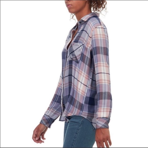 Rails Hunter Coast Apricot Cream Button Front Top Flannel Size X-Small EUC - Picture 2 of 9